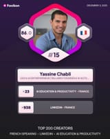 Classement Favikon : Yassine Chabli, #15 des créateurs IA en France, décembre 2025